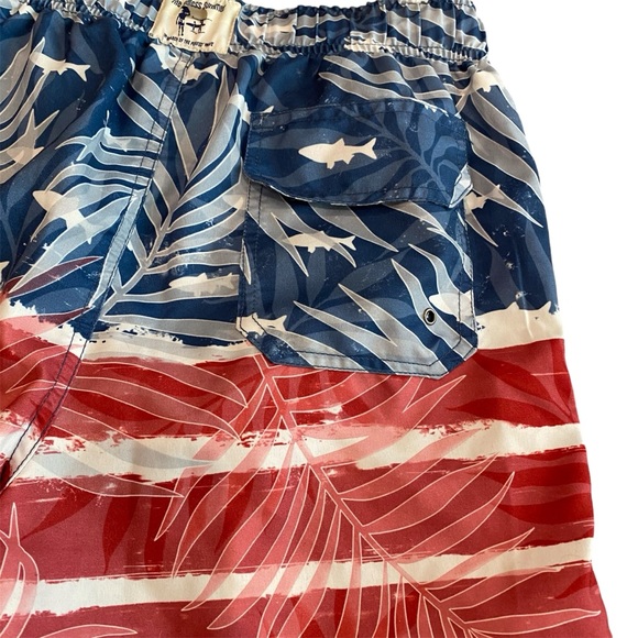 The Endless Summer men’s red white blue fish print swim trunks patriotic size S - Picture 5 of 10